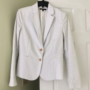 Theory light blue and white striped Blazer